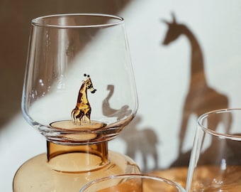 Cute Giraffe Drinking Glass, Water Glass, Water Cup, Handmade Animal Figure, Design Glasses, Perfect Gift, Giraffe, Cute Glass, Glassware