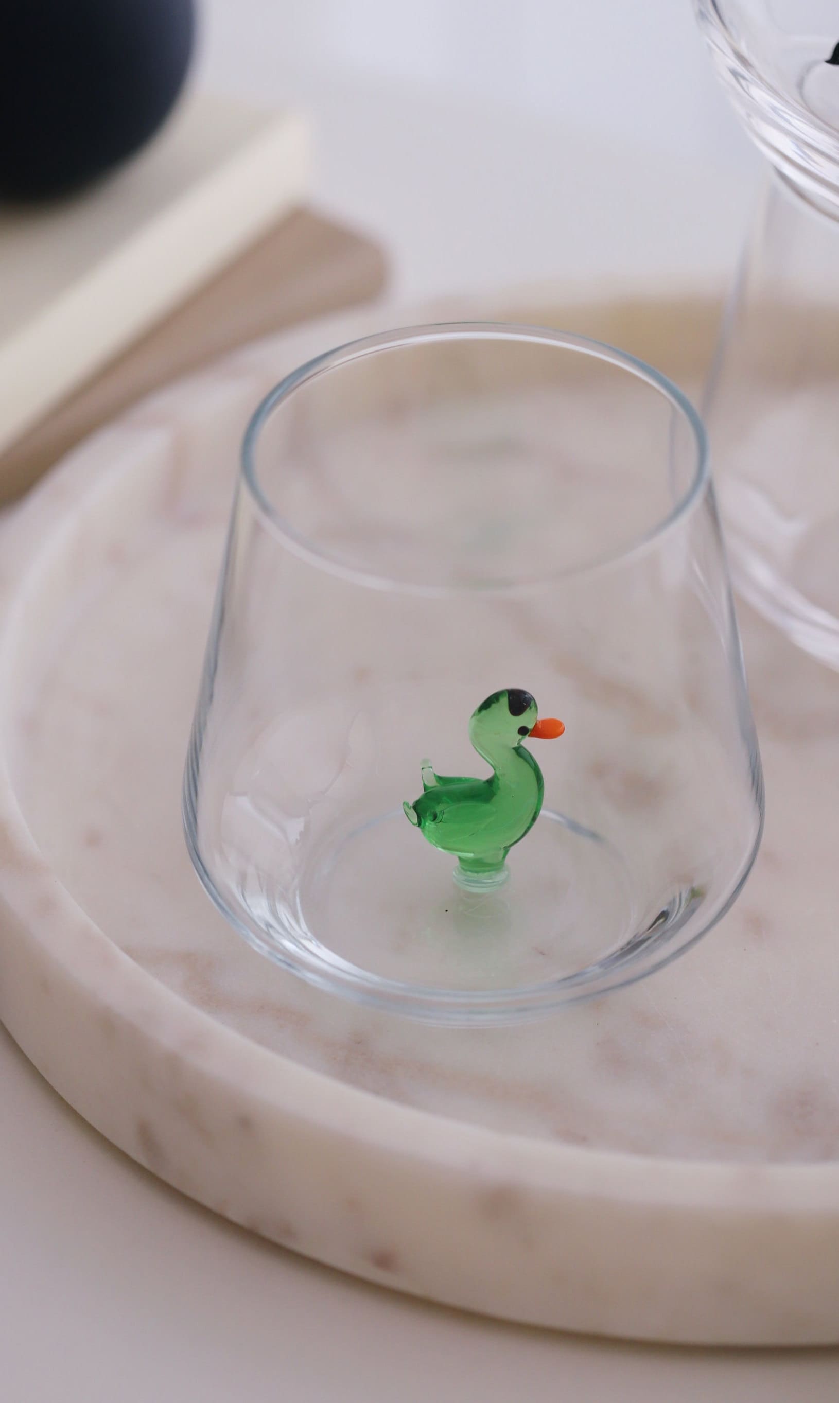Handmade Duck Figurine Glass, Stemless Drinking Glass, Duck Lover