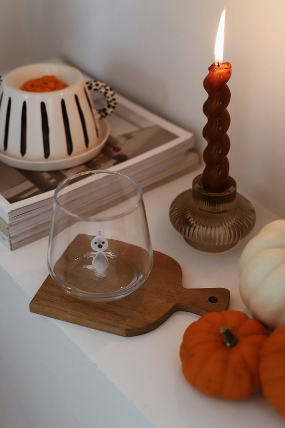 Halloween Ghost Glass, Cute Fall Wine Glasses, Glass For Spooky Season, Halloween Table Décor, Halloween Gift Ideas, Halloween Drinkware
