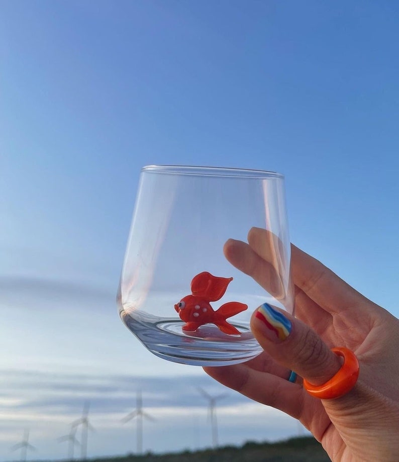 MINIZOOUSA Fish Figurine Drinking Glass - Thumbnail 3
