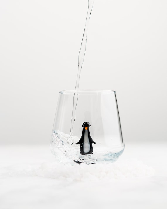 Penguin Drinking Glass Handmade Animal Figure Tumbler Cup - Etsy