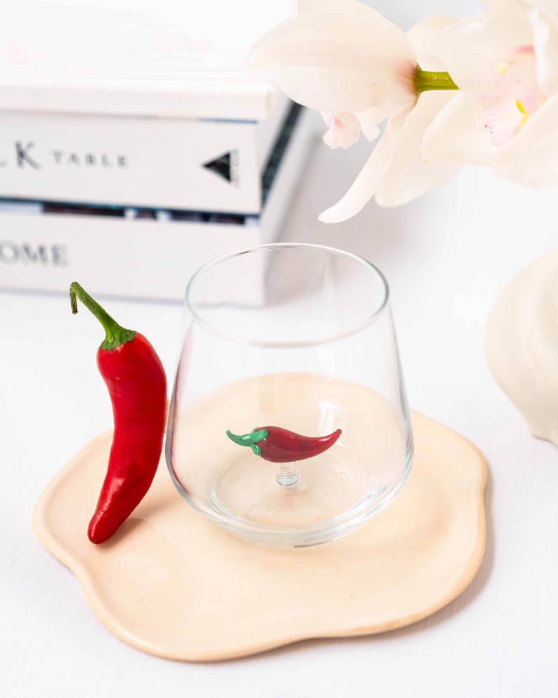 Red Chili Pepper Stemless Glass