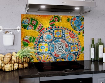 Glass Splashback Kitchen ANY SIZE or made to measure Backsplash Wall Panel | Turtles Animals Mosaic Patterns | Prizma Prints USA