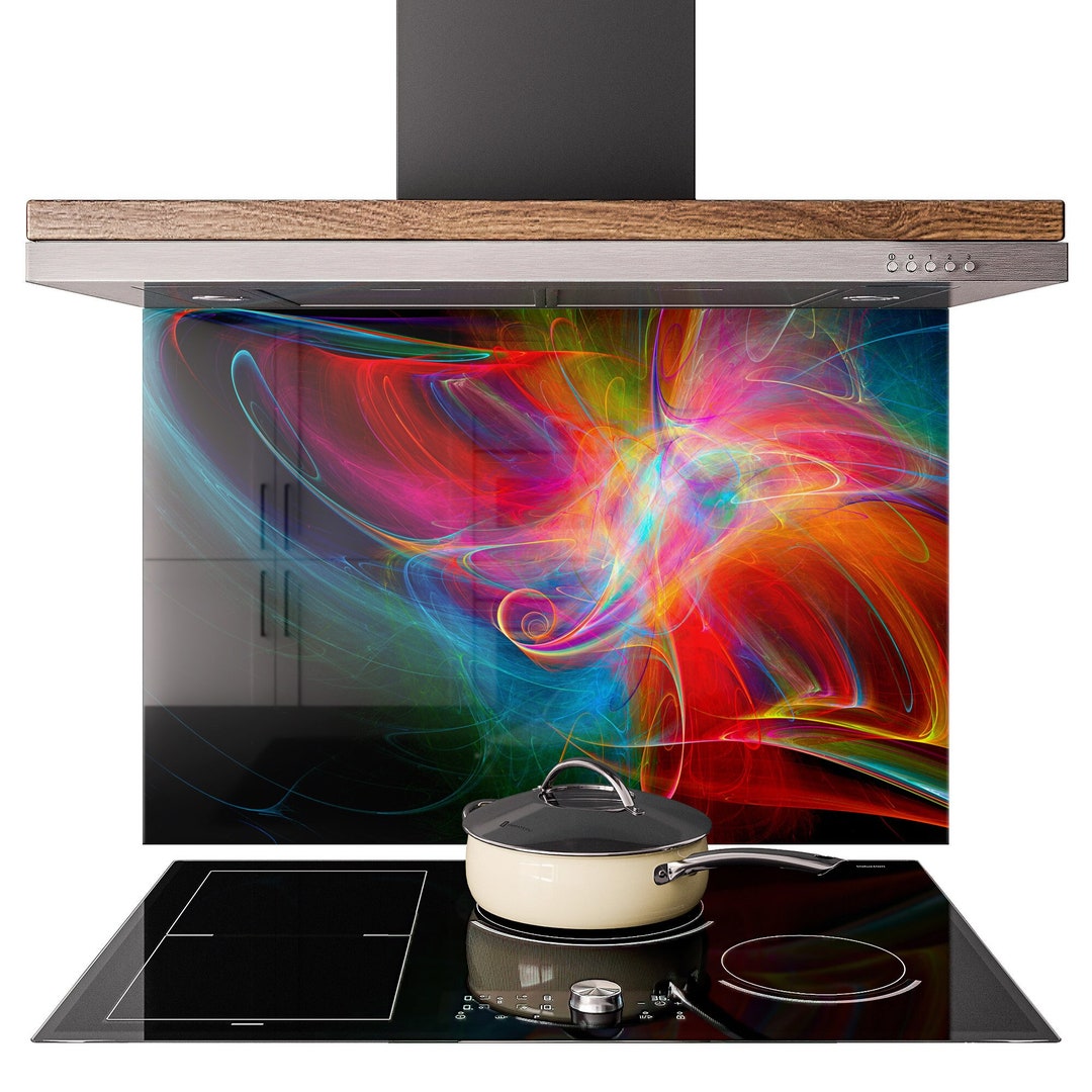Kitchen Glass Splashback ANY SIZE Tempered Cooker Backsplash Wall Panel ...