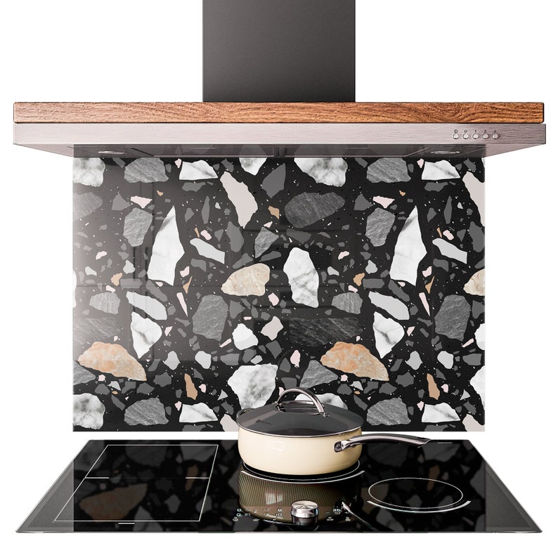 Cuisine à crédence en verre TOUTE TAILLE ou sur mesure Poêle Backsplash Wall Panel Terrazzo Lastrico Carrelage Décor image 3