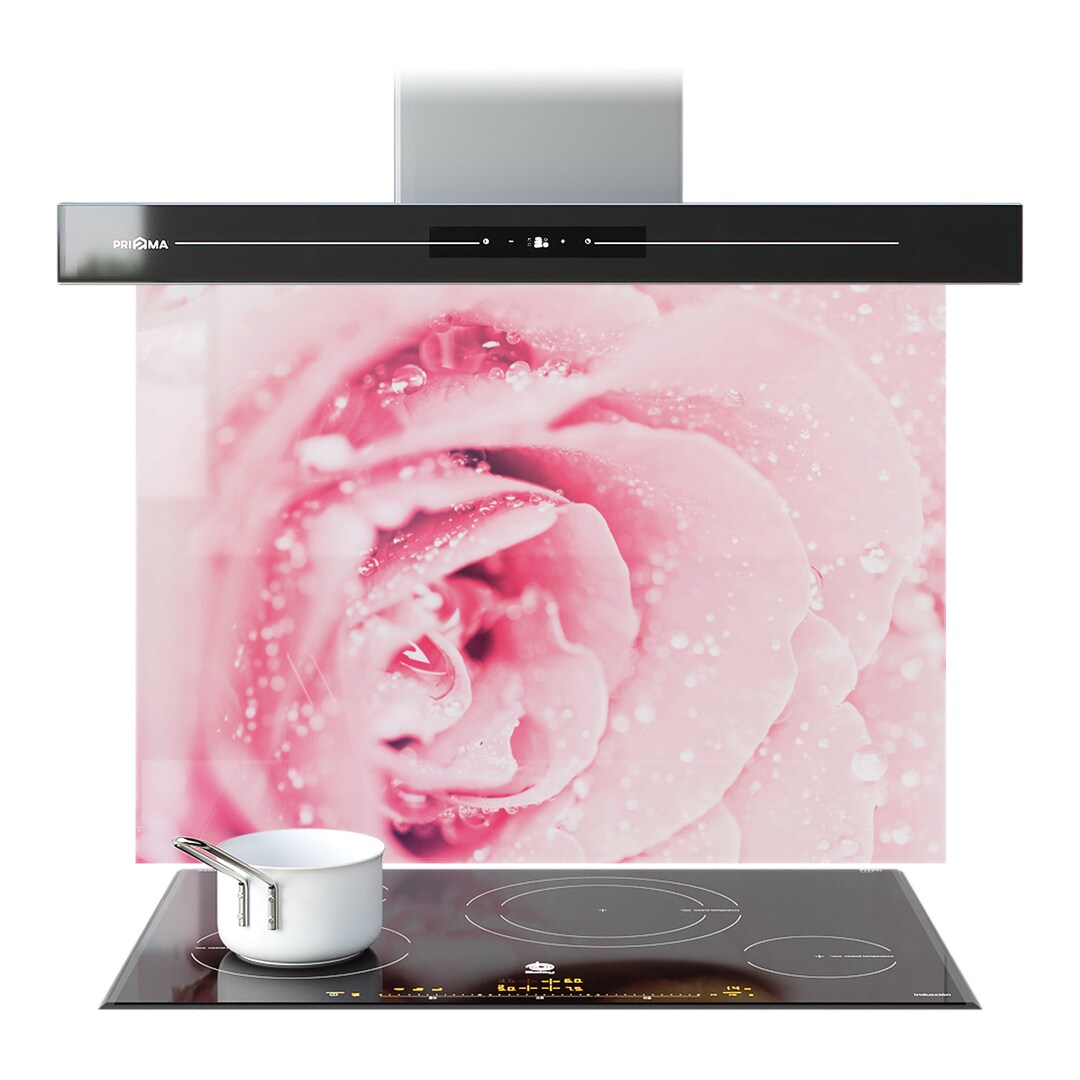 Kitchen Splashback Dark Pink Rose Photo Art Tempered Glass Backsplash ...