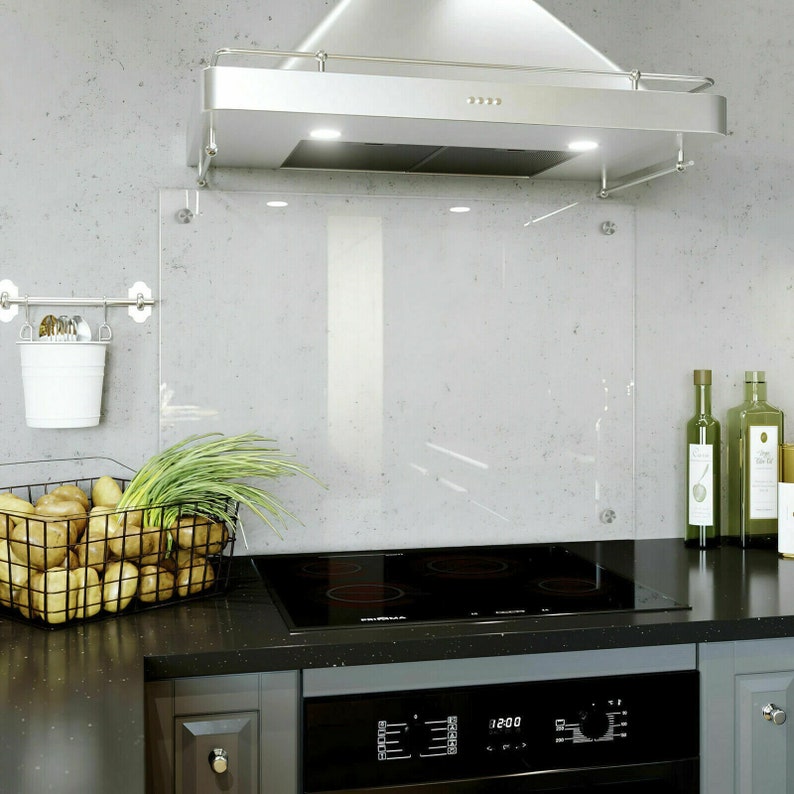 CLEAR GLASS Splashback Kitchen Any Size Stove Backsplash Panel Etsy