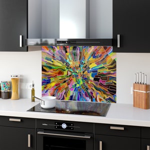 Bedruckte Küchenrückwand aus Glas Bunte Farbenfrohe Glasmalerei aus ESG eisenarmem Glas 69 Plattengrößen oder nach Maß auf Anfrage Bild 5