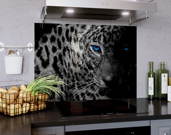 Glass Splashback Kitchen ANY SIZE or made to measure Backsplash Wall Panel | Wild Cats Dark Panther Africa Animals| Prizma Prints USA