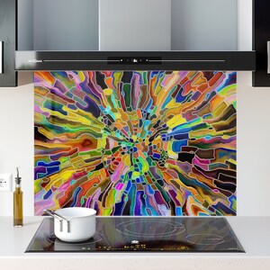 Bedruckte Küchenrückwand aus Glas Bunte Farbenfrohe Glasmalerei aus ESG eisenarmem Glas 69 Plattengrößen oder nach Maß auf Anfrage Bild 3