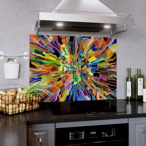 Bedruckte Küchenrückwand aus Glas Bunte Farbenfrohe Glasmalerei aus ESG eisenarmem Glas 69 Plattengrößen oder nach Maß auf Anfrage Bild 2