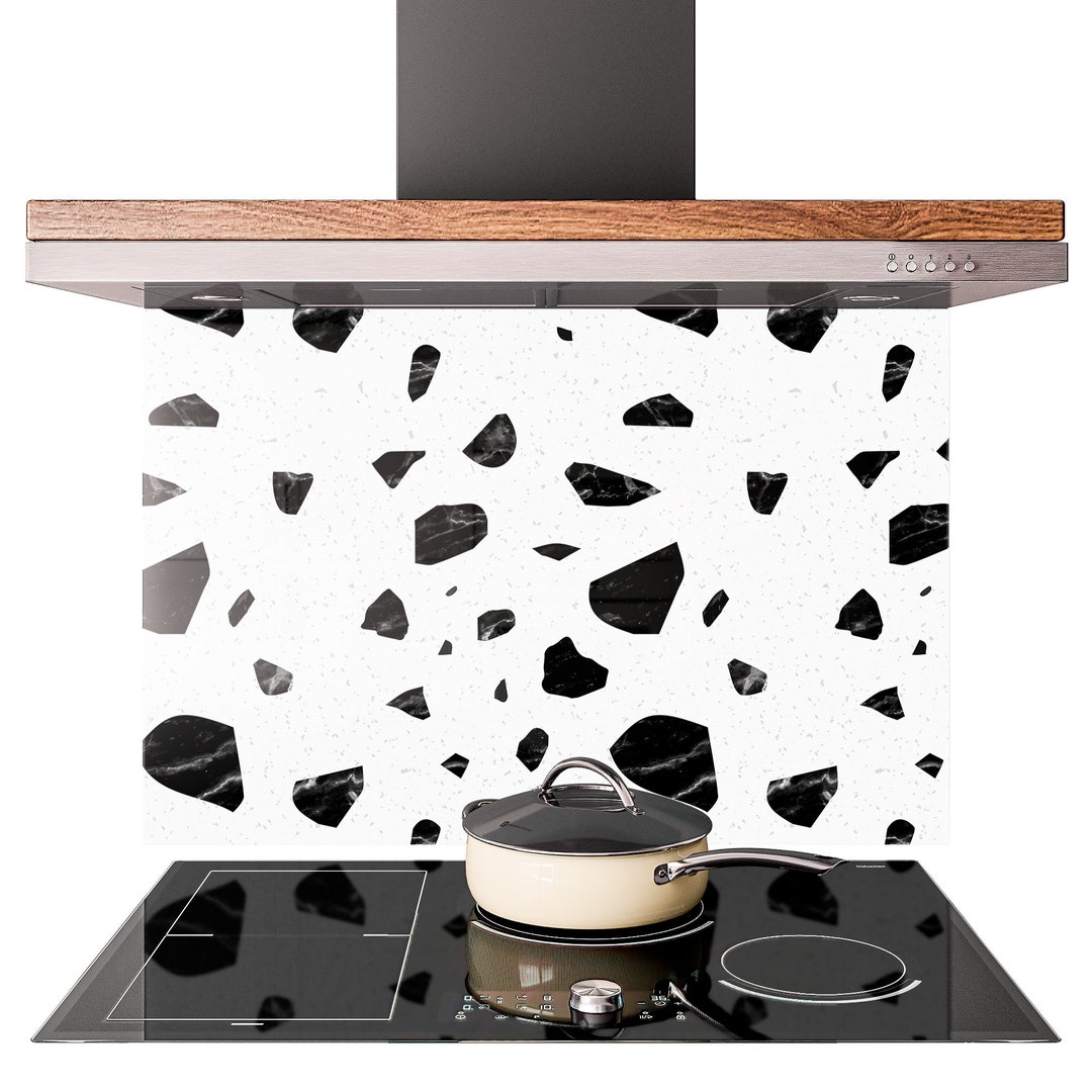 Kitchen Splashback Modern Style Terrazzo Mosaic Pattern Tempered Glass ...
