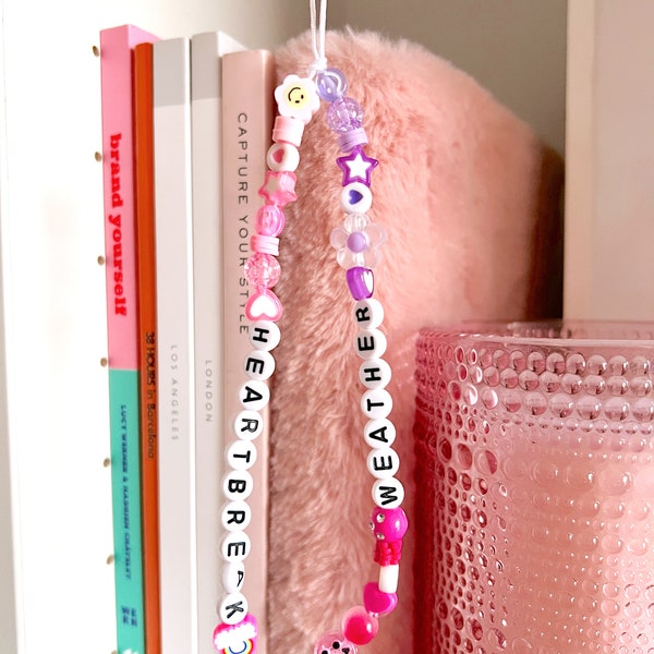 NIALL HORAN Heartbreak Weather Pink & Purple Beaded Phone Charm Bracelet