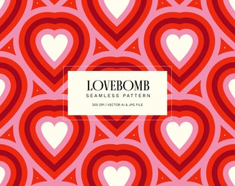 Lovebomb | Digital Seamless Vector & hi-res jpg Pattern | Valentine's Day Hearts pattern