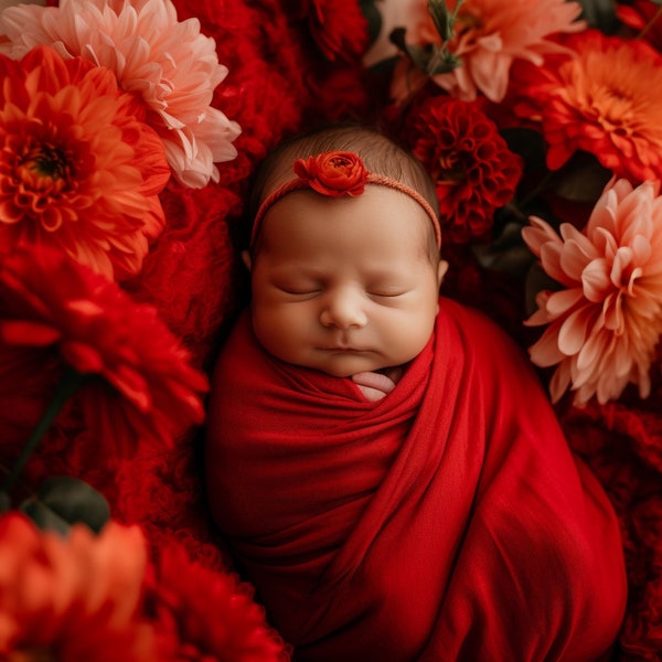 Baby Girl Solid Cherry Red Swaddle Blanket Set, Boy Plain Cardinal Beanie, Headband / Bow Hat, Newborn Outfit, Gender Neutral Shower Gift