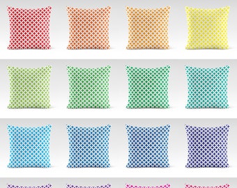 Brightly Colored Geometric Design Square Throw Pillows - 14x14, 16x16, 18x18, 20x20, 24x24 - Matching Accent Couch Pillows Case / Covers