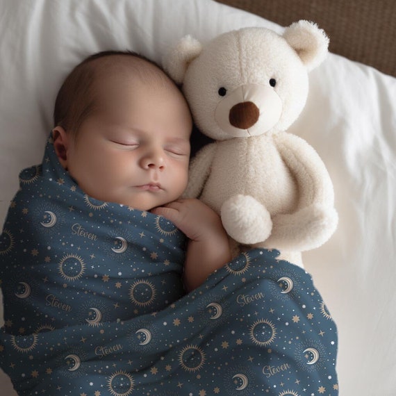 Personalized Baby Swaddle & Hat Set With Name - Custom Blanket For Newborns