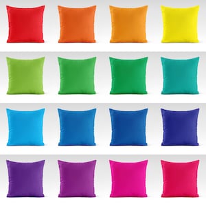 Brightly Colored Solid Square Throw Pillow Cases - 14x14, 16x16, 18x18, 20x20, 24x24, Matching Accent Couch Covers, Neon Color Home Decor