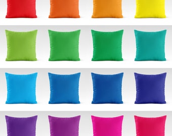 Brightly Colored Solid Square Throw Pillow Cases - 14x14, 16x16, 18x18, 20x20, 24x24, Matching Accent Couch Covers, Neon Color Home Decor