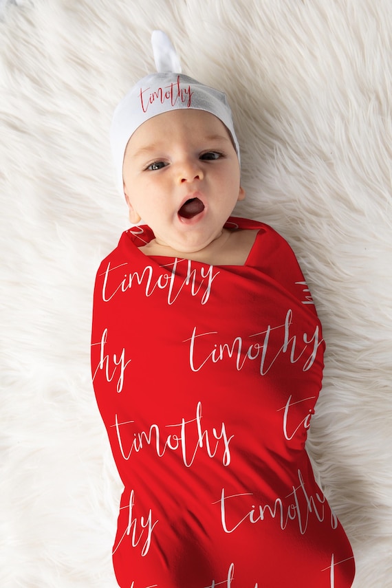 Custom Name Colorblock Swaddle Set in Red Orange Yellow Green Blue Purple Pink Personalized Baby Boy Girl Hat or Headband Newborn Outfit Etsy Canada