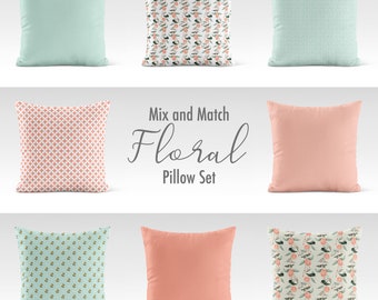 Pastel Floral Hummingbirds Square Matching Accent Throw Pillow, Couch Pillows, Sustainable Pillow Case, Covers 14x14 16x16 18x18 20x20 24x24