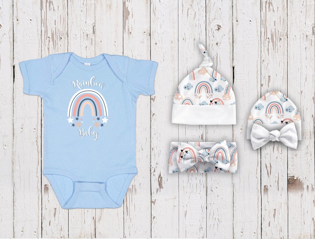 Rainbow Baby Newborn Outfit, Gender Neutral Birth Announcement Bodysuit — free download