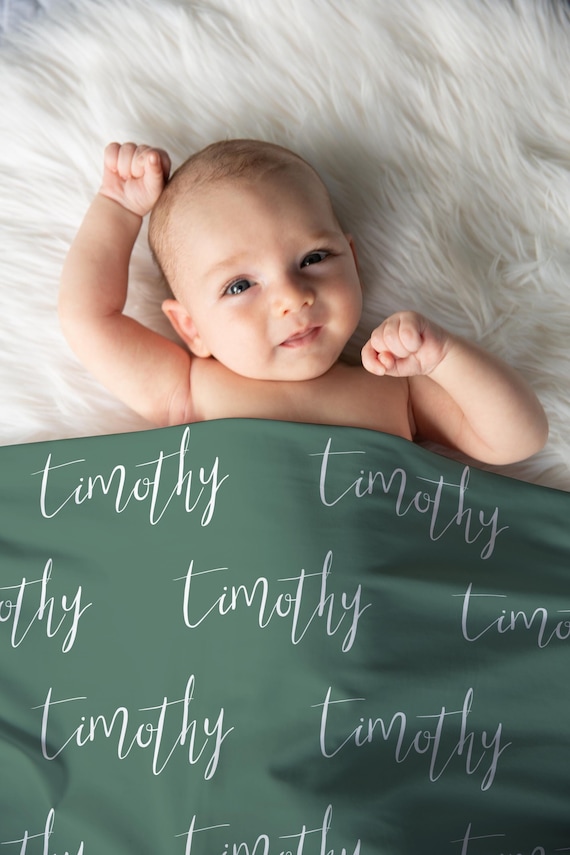 Personalized Baby Swaddle & Hat Set With Name - Custom Blanket For Newborns