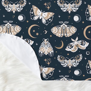 Celestial Butterflies Swaddle Set, Baby Girl Moons & Stars Headband / Bow Hat, Cosmic Hospital First Photo Newborn Outfit, Boho Shower Gift