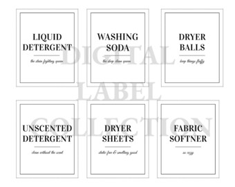 22 Laundry Labels | Digital Download | Laundry Sticker Bundle | PDF | Detergent, Bleach, Dryer Balls, Oxi Clean, Borax, Scent Boosters Tide