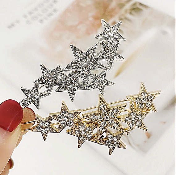 Buy Women 7 Stars Rhinestone Crystal Hair Clips Clamp Barrette