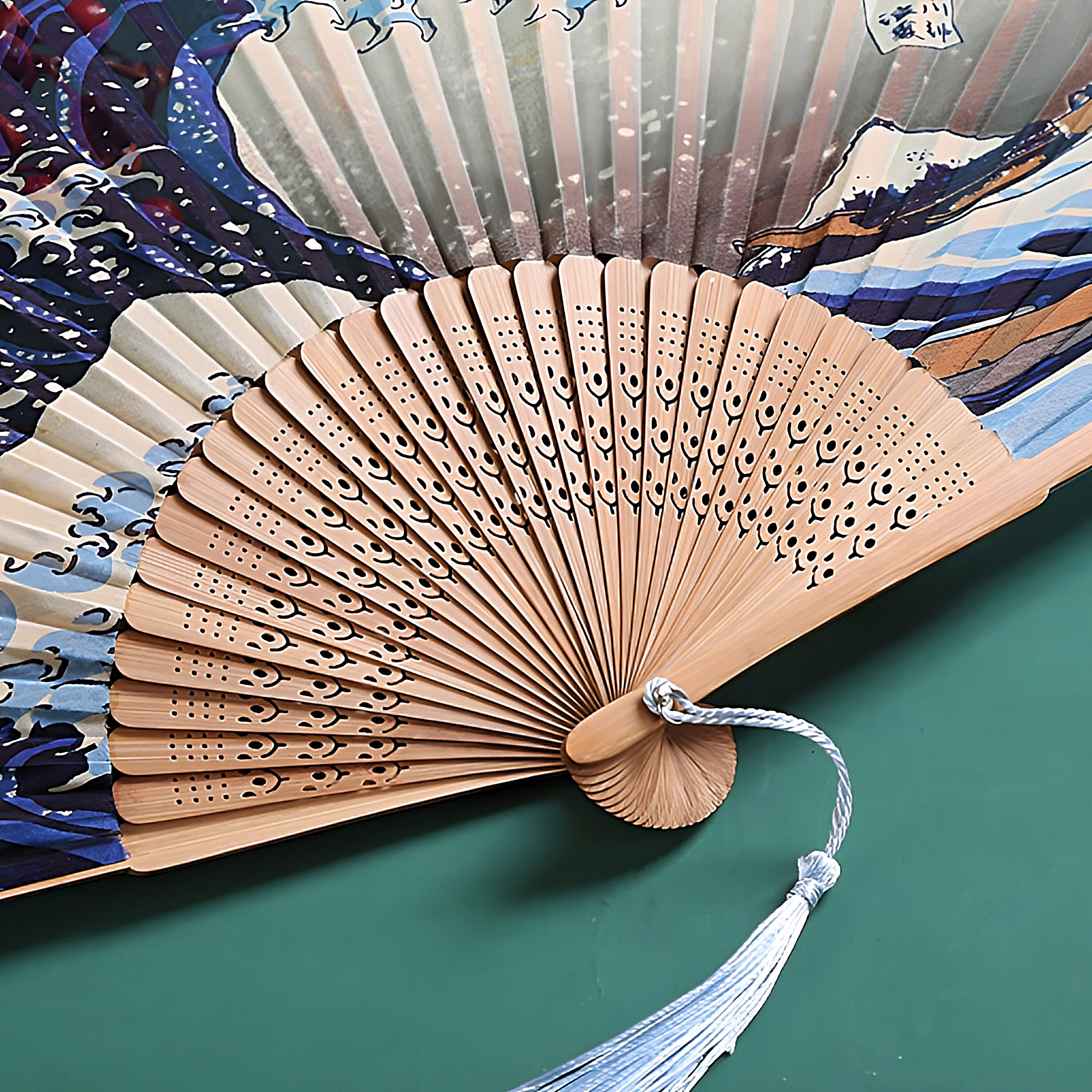 Folding Japanese Hand Fan Bamboo Hand Held Fan Art Dance Party Etsy UK