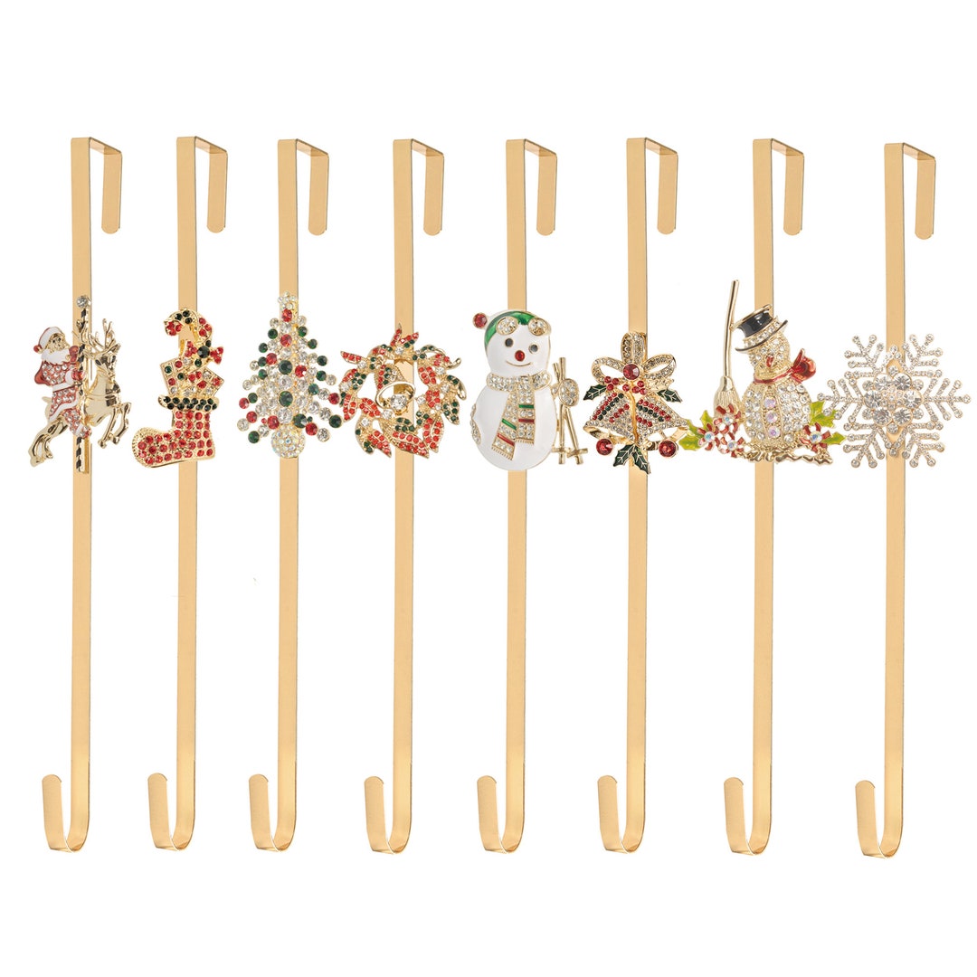 Fashionikon Gold Crystal Christmas Wreath Door Hanger Metal Door Hook