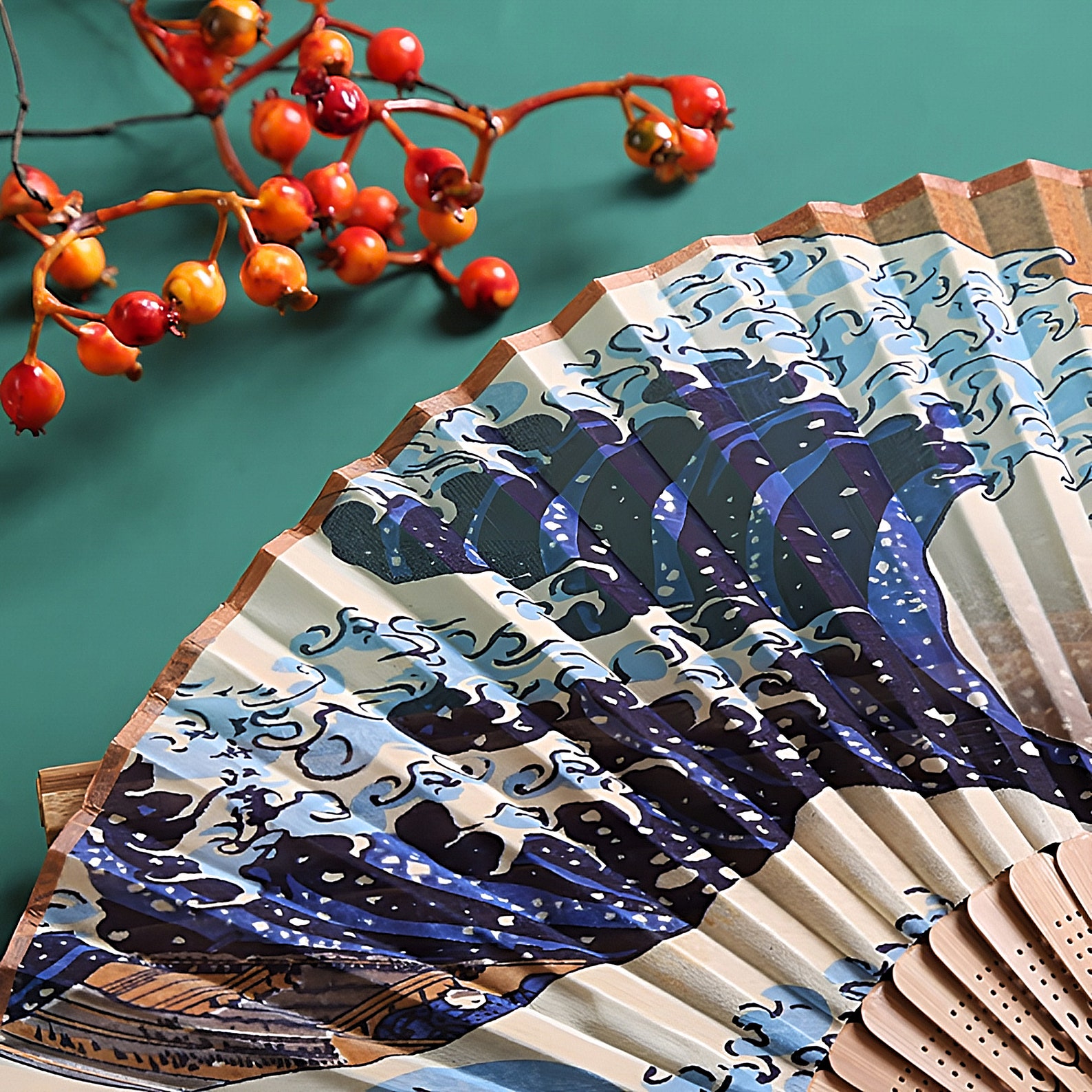 Folding Japanese Hand Fan Bamboo Hand Held Fan Art Dance Party Etsy UK