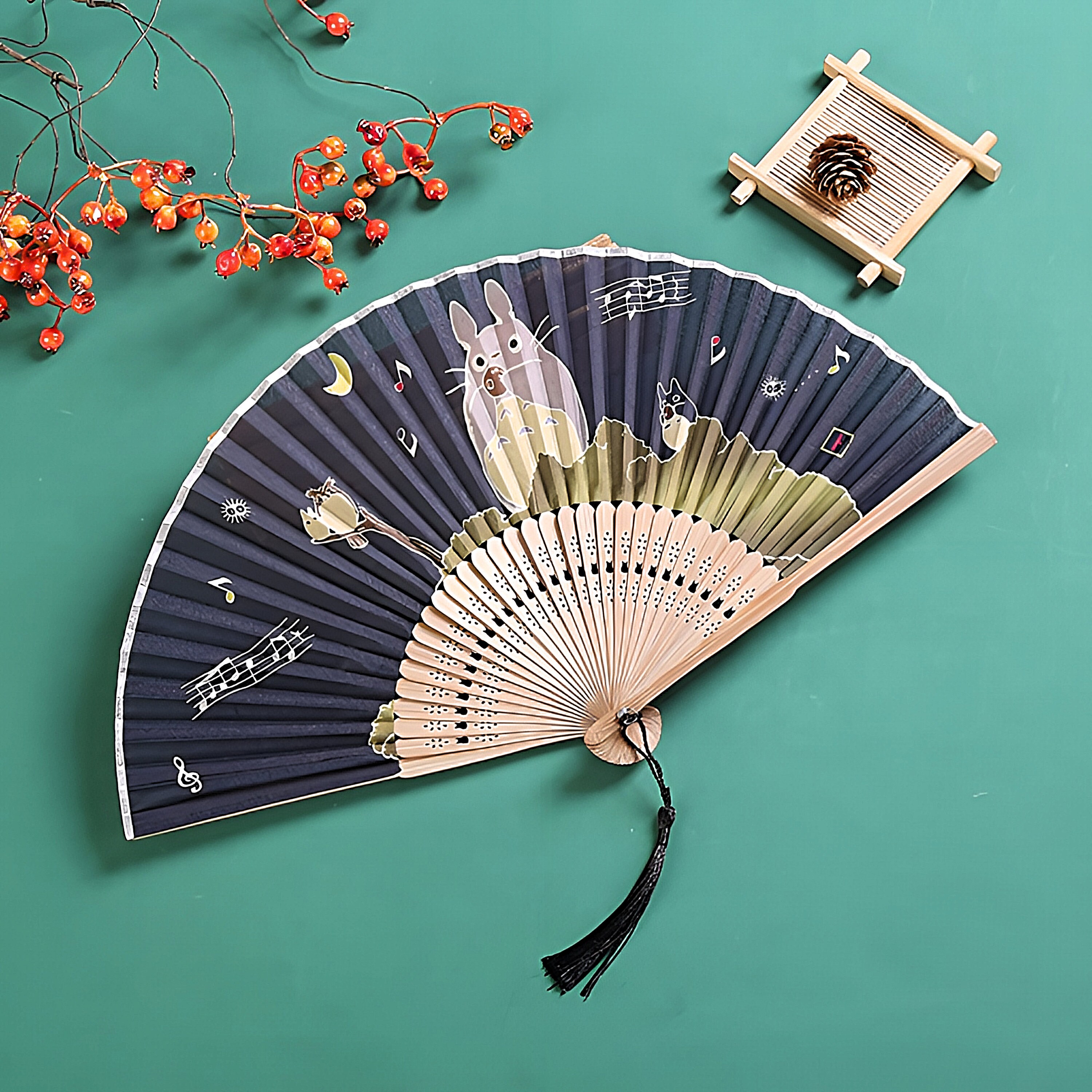 Folding Japanese Hand Fan Bamboo Hand Held Fan Art Dance Party Etsy UK