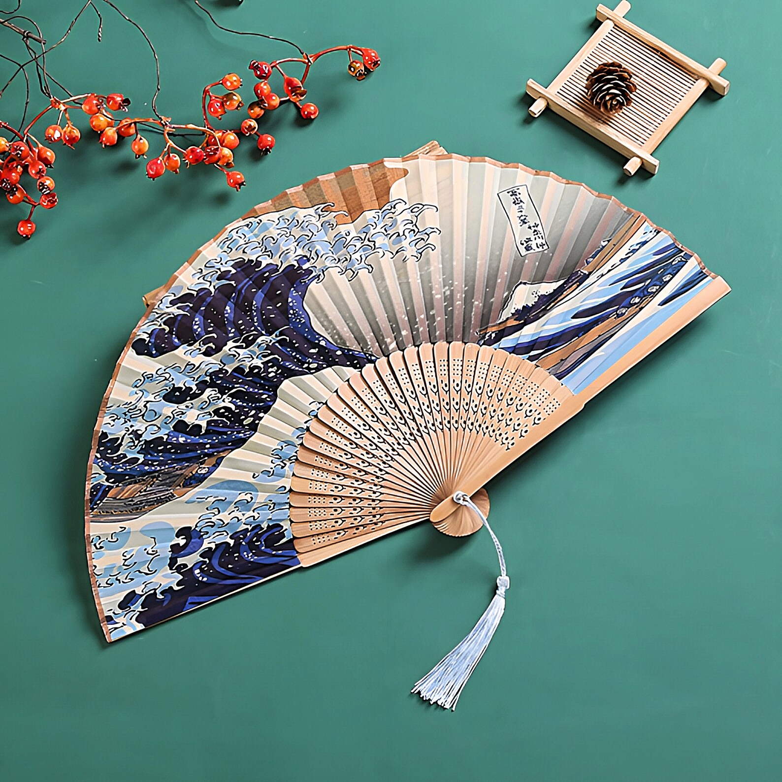Folding Japanese Hand Fan Bamboo Hand Held Fan Art Dance Party Etsy UK