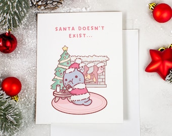 Funny Cat Christmas Card | Santa Doesn't Exist, TuziNeko