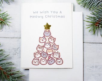 Meowy Christmas Cat Card | Funny Holiday Greeting, TuziNeko