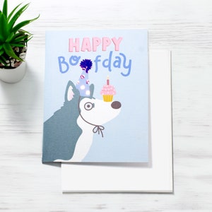Geburtstagskarte | Alles Gute zum Geburtstag | Niedliche Geburtstagskarte | Husky Geburtstag | Hund | Lustige Karte | Hund Grußkarte | "Happy Boofday" von STUDIOMELON