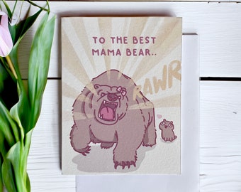 Mama Bear Mother's Day Card | Funny Grizzly Watercolor Paper