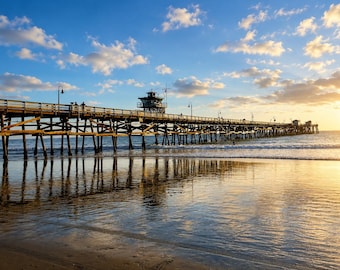 San Clemente Pier Sunset Photo, California Ocean View, Wall Art