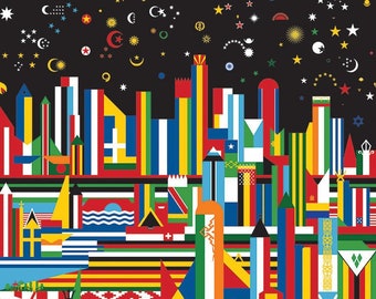 Flagscapes city at night Giclée poster print