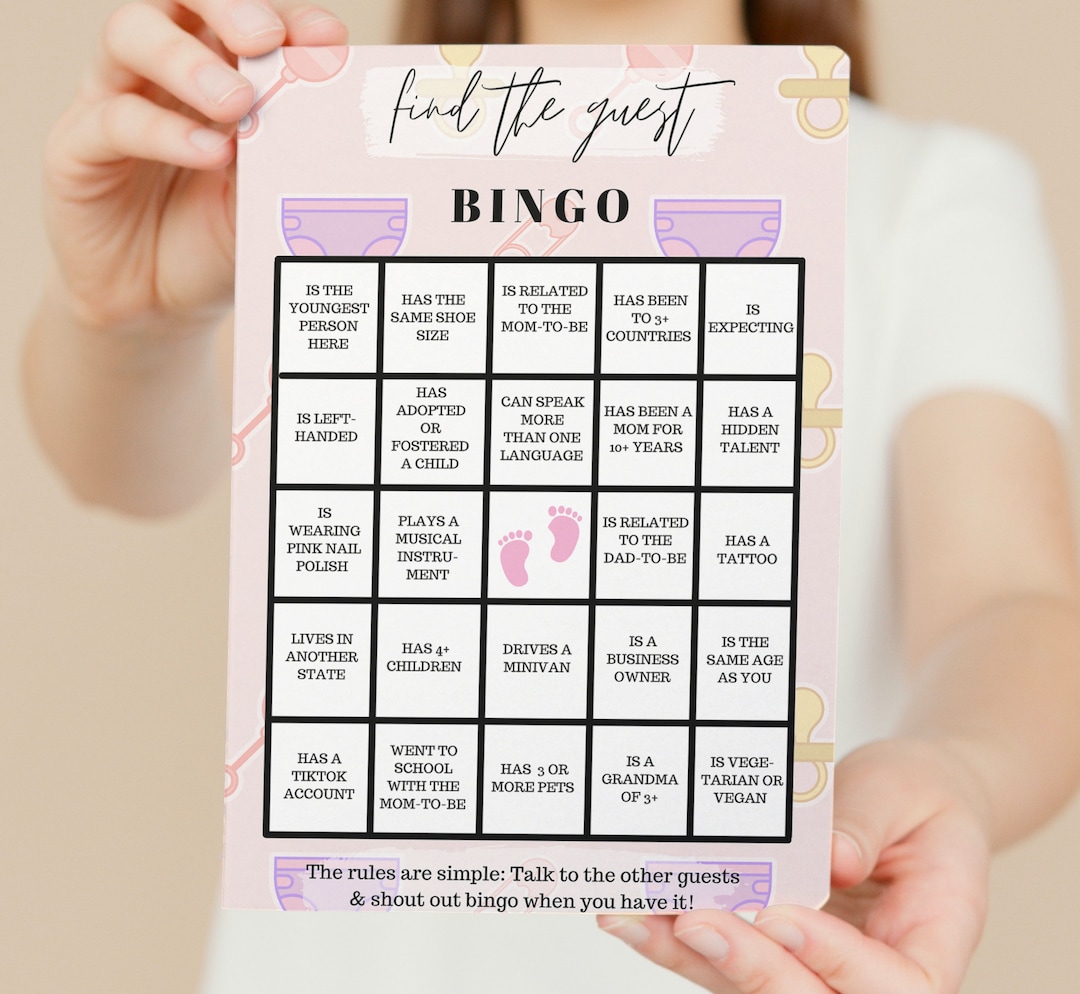 BINGO - Baby Shower Girl Printable Bingo Game, Instant PDF Download ...