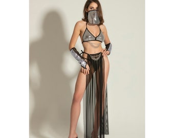 Authentic Gray Detailed Belly Dancer Costume