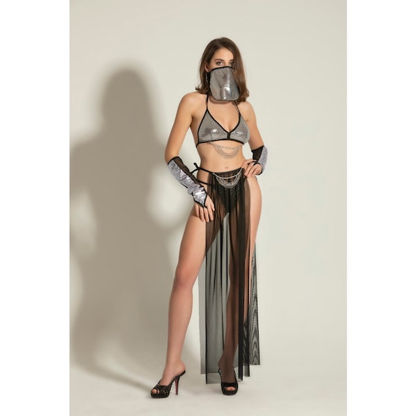 Authentic Gray Detailed Belly Dancer Costume