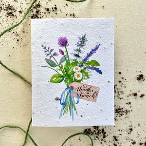 Plantable Herb Seed Card Thank you note || Wellness Mix || 100% Recycled || Notes of Eden Seed Cards