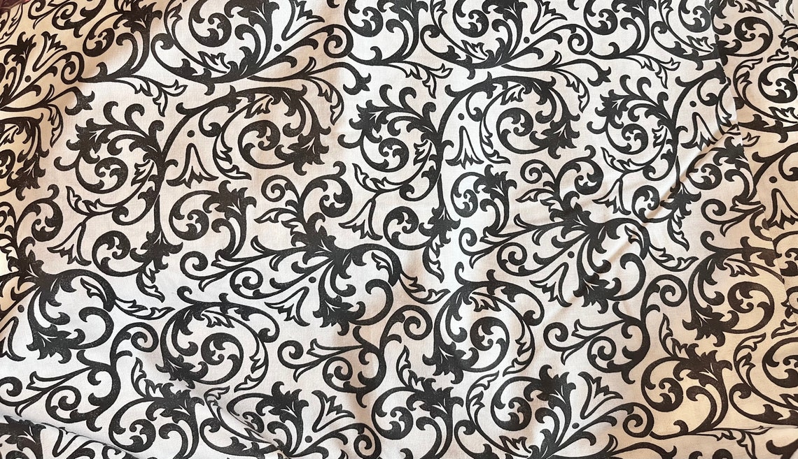 Black & White Swirl Cotton Quilting Fabric Fabric Fabric Etsy
