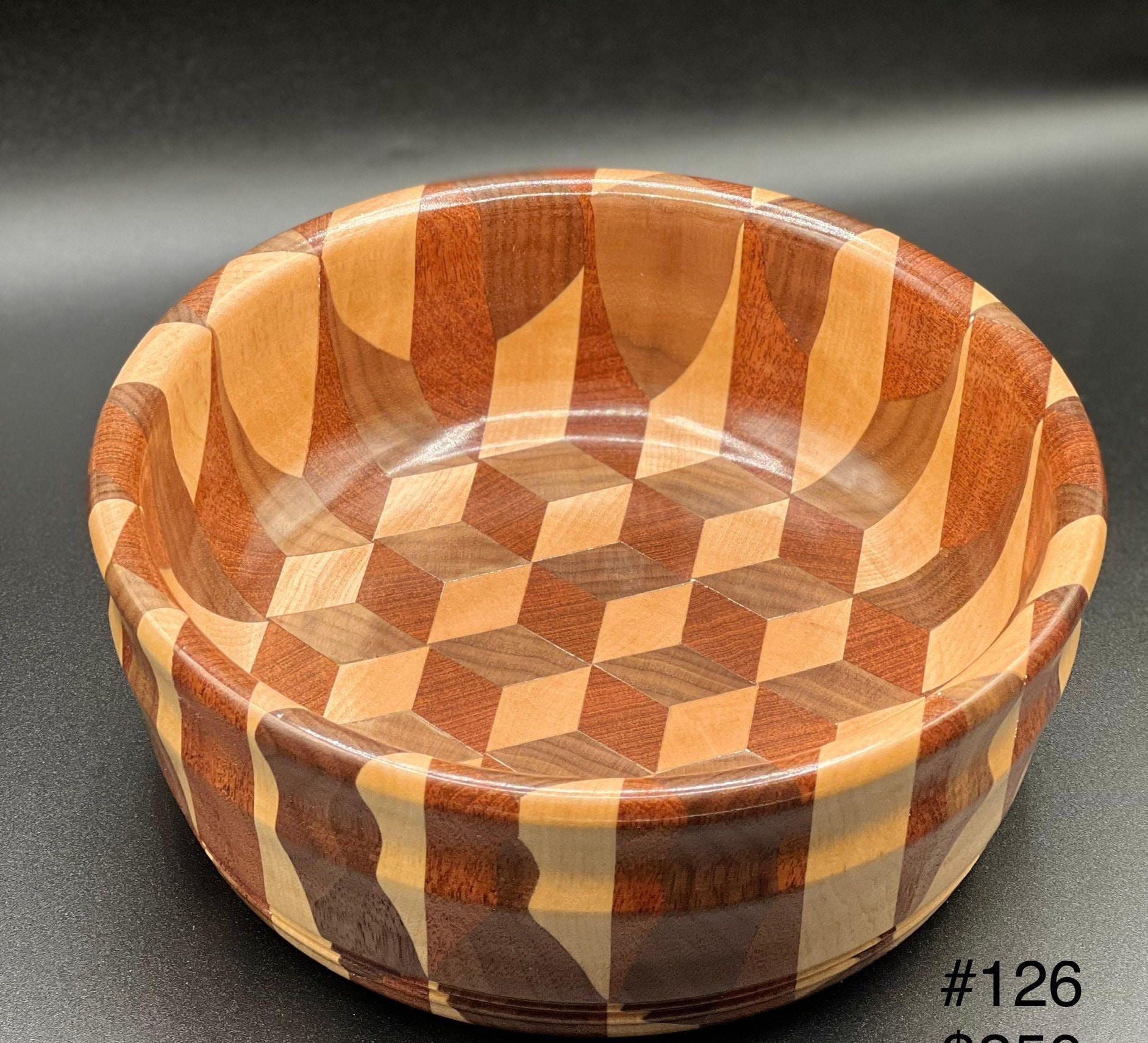 Kortfattet Stien Rustik Hand Made Checkered Wood Bowl Made From Walnut Birch & Sapele - Etsy