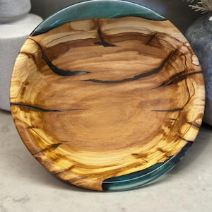 Beautiful wood bowl made from olive wood with epoxy