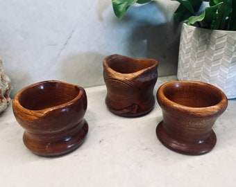 Set of 3 live edge small wooden bowls