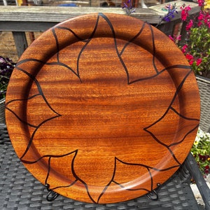 Large round flower platter with epoxy